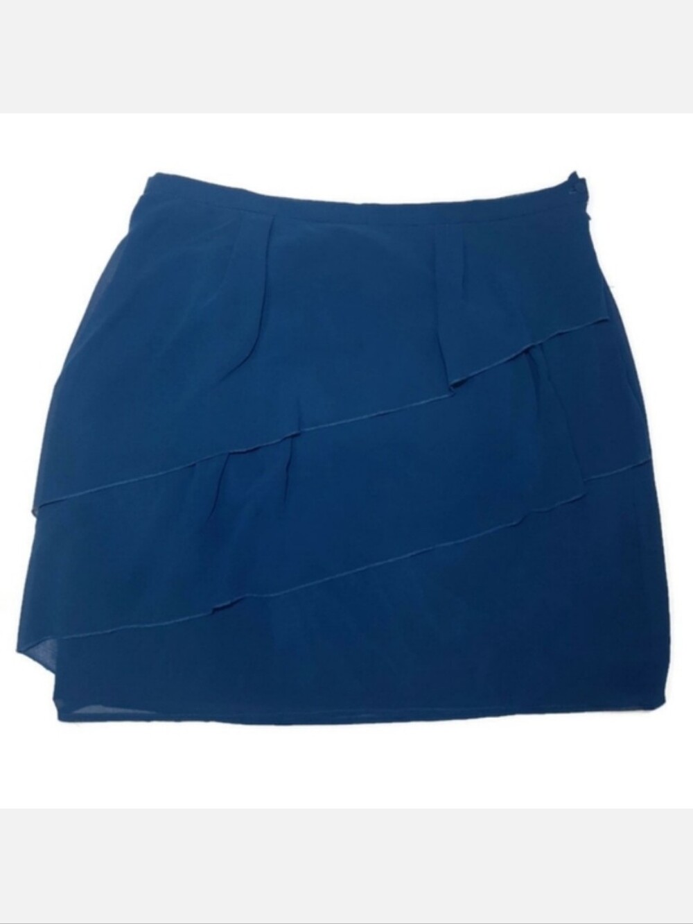 Forever 21 Love21 Teal Tiered Ruffled Mini Skirt Sheer Womens Size Medium